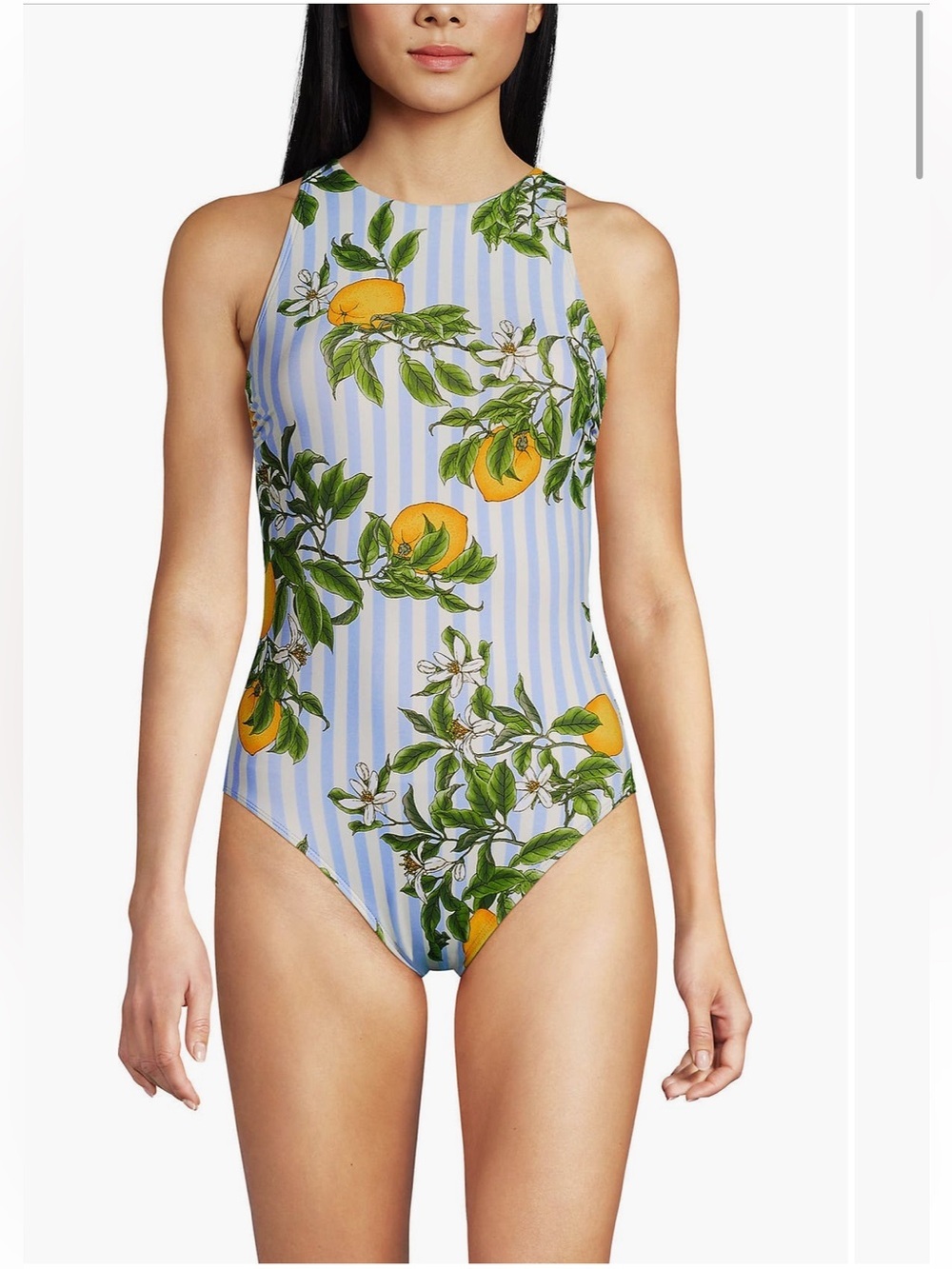 Land’s End Tugless High Neck Portrait Back One Piece Swimsuit